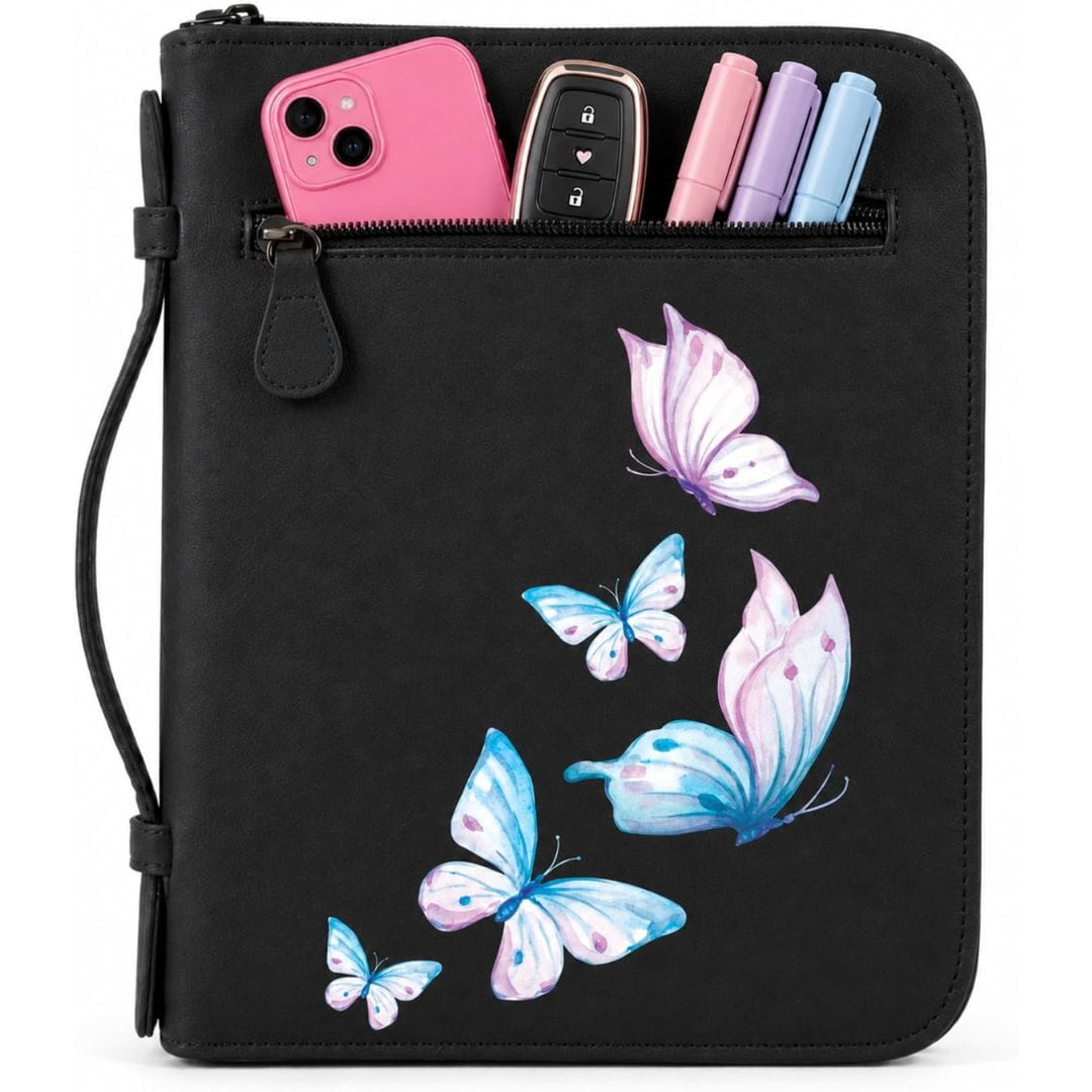 The Joyful Bible Cover Case for Women with Zipper. Pu Leather