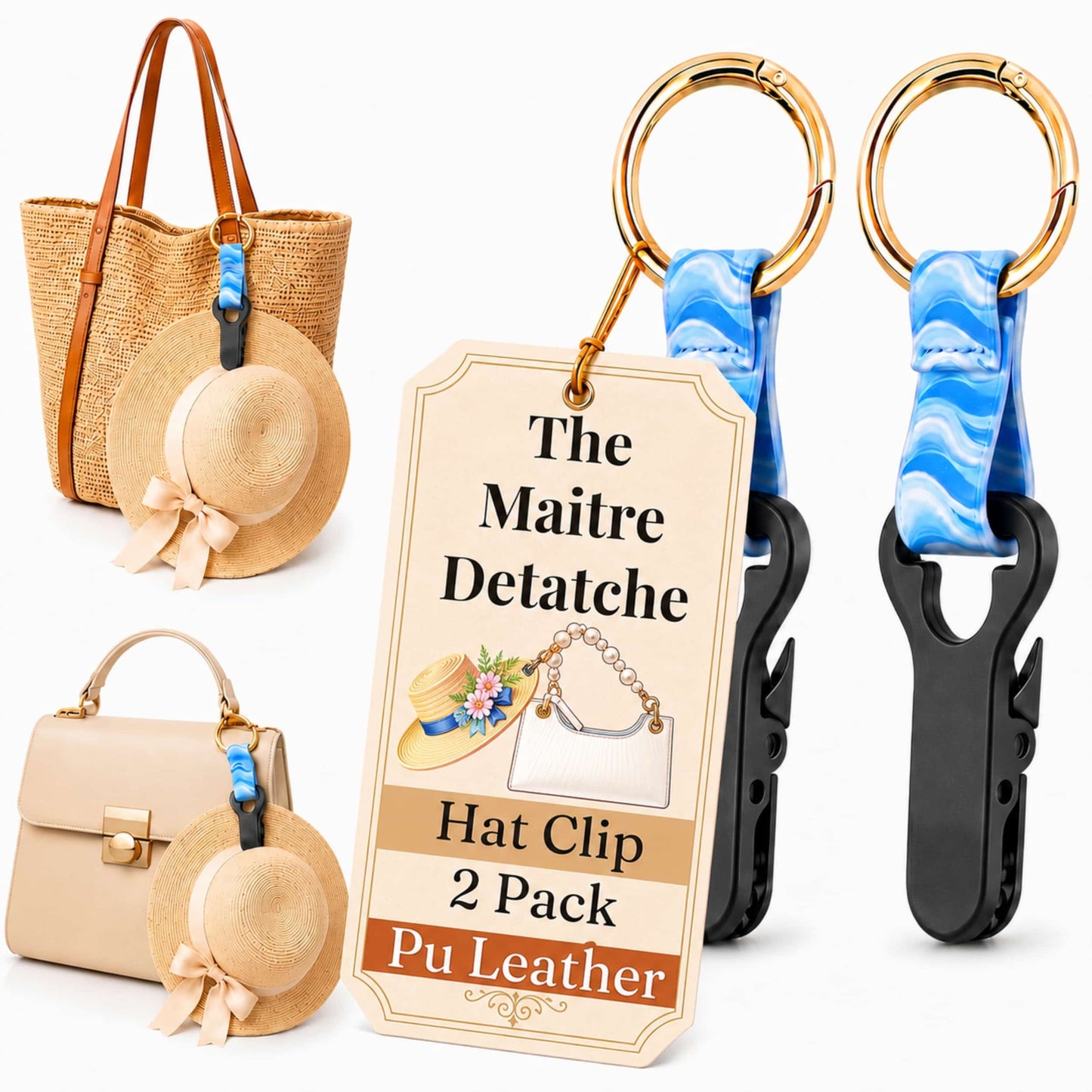 The Maitre Detatche Hat Clip - 2 Pack Pu Leather