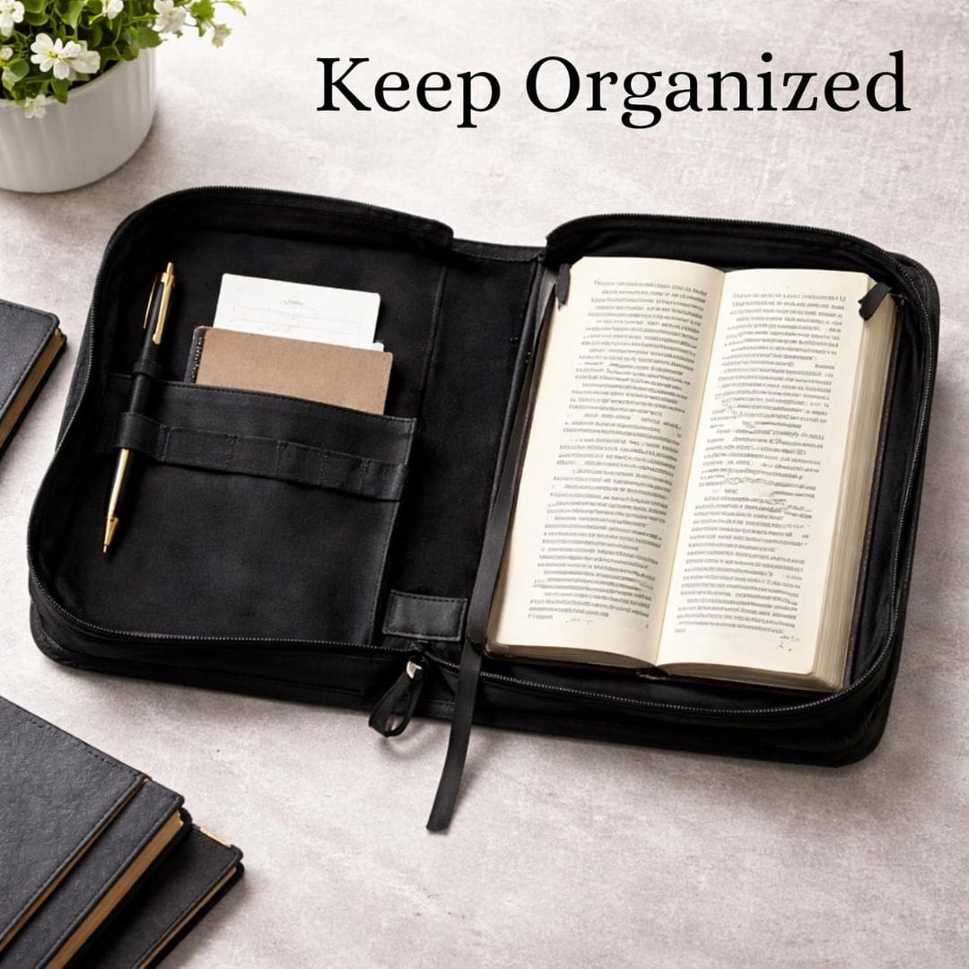 The Joyful Bible Cover Case for Women with Zipper. Pu Leather