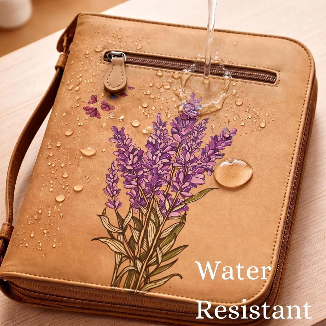 The Joyful Bible Cover Case for Women with Zipper. Pu Leather