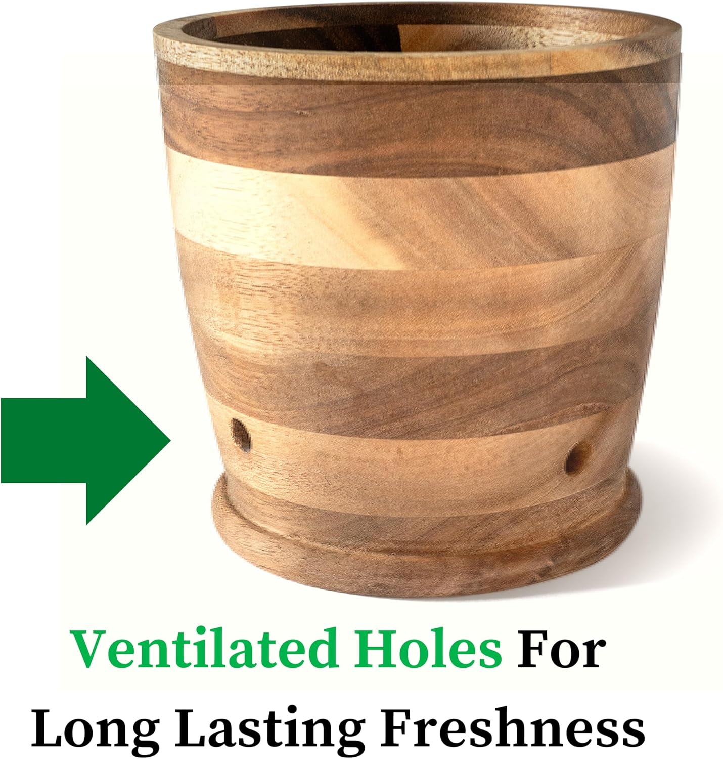 Introducing The Always Fresh Acacia Garlic Keeper For Counter