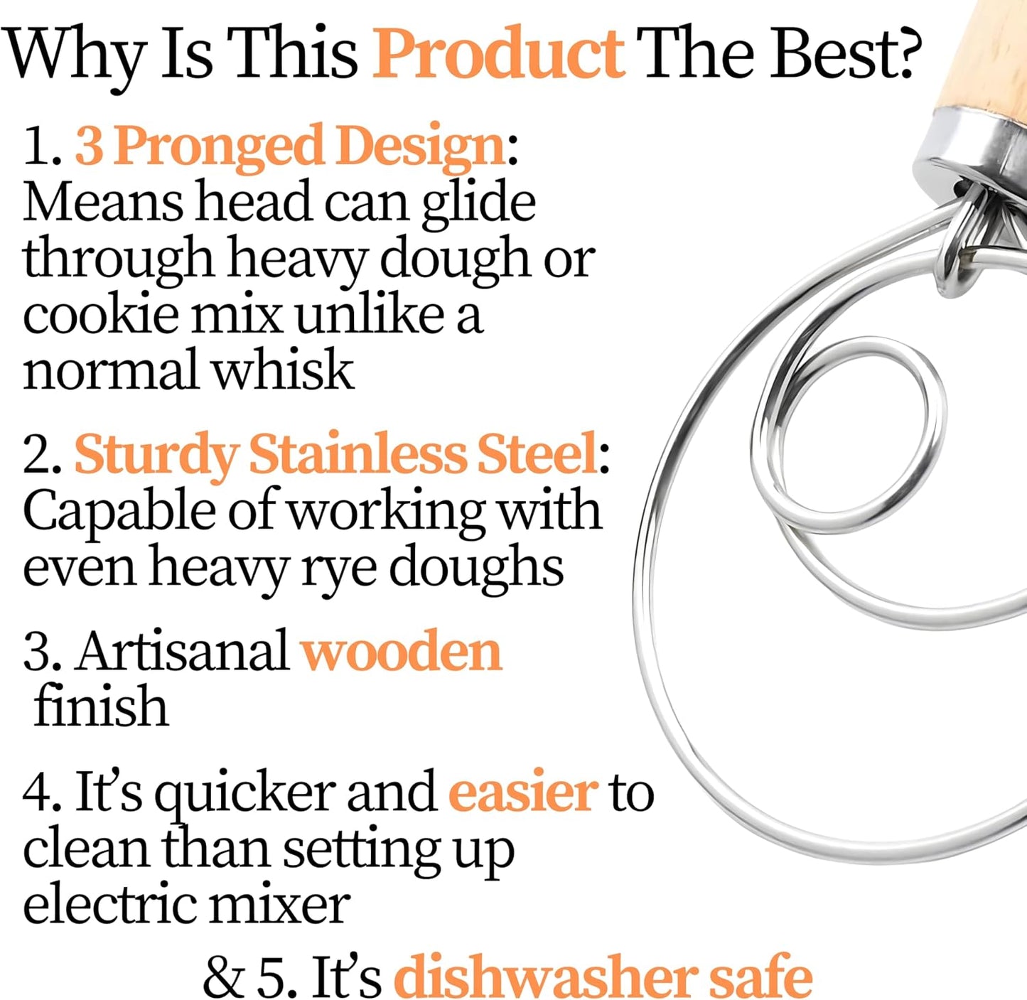 The Danish Dough Whisk & Scoop & Dust Flour Sifter Bread Making Tools Set